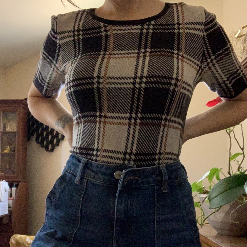 plaid sweater top